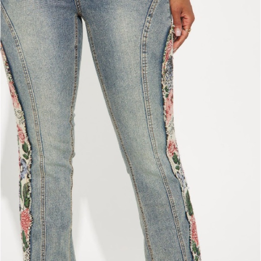 Fashion Nova Floral Flare Jeans